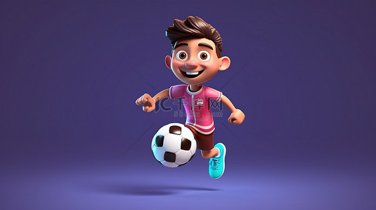 足球球卡通背景图片_3d 足球运动员角色