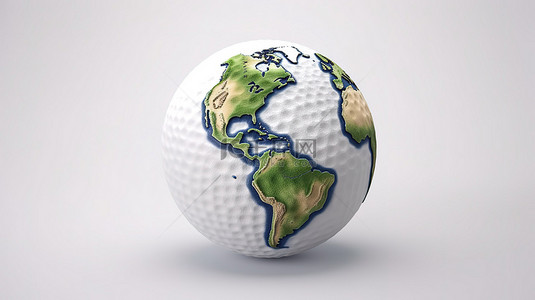 国际的背景图片_3d 渲染的白色背景上的高尔夫球地球仪