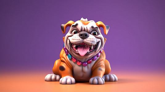 法国斗牛犬背景图片_顽皮的斗牛犬 3D 令人愉快的插图