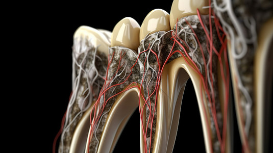 原始背景图片_先进的 3D 模型展示了坚固且原始的牙齿结构，可实现最佳的口腔健康和卫生