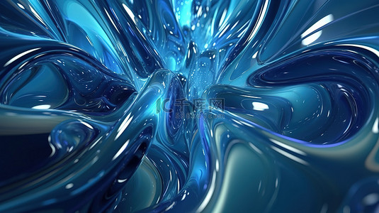3d 渲染中抽象的闪闪发光的蓝色背景