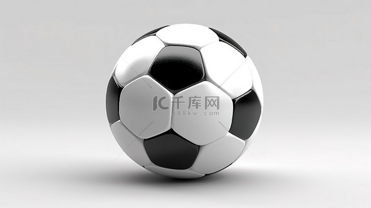 踢足球的运动员背景图片_白色背景上足球的单色 3d 渲染