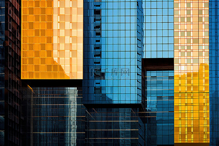 彩色金属背景图片_一座由彩色金属块组成的现代建筑