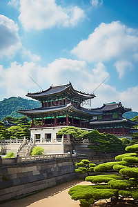 杭州云门背景图片_韩国首尔 Sasansori 的 hongilpo 宫，大约 10500