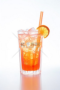 彩绘吸管背景图片_白色表面上有橙色吸管的饮料