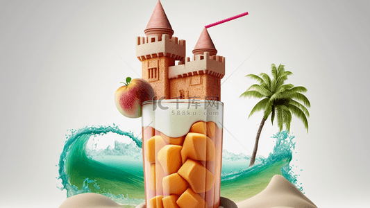 夏季水果城堡卡通背景