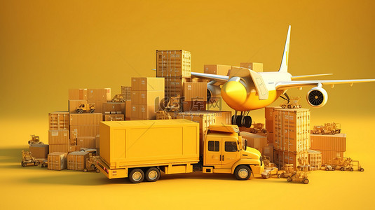 旅行和货物运输 3D 概念艺术