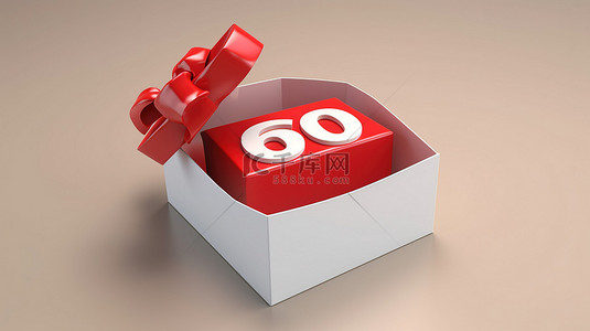 3D 插图中的折扣礼品盒非常适合商业设计，在白色背景上与卡通风格渲染隔离