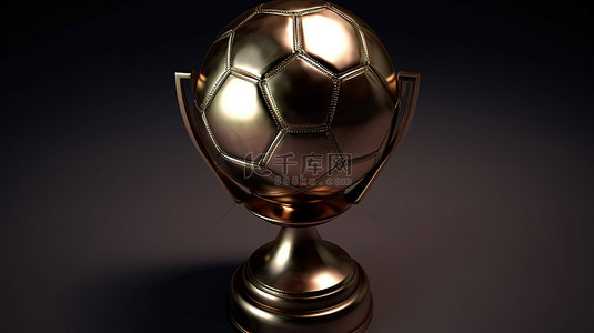 足球奖杯背景图片_带有青铜嵌入剪切路径的独立足球奖杯的 3D 渲染