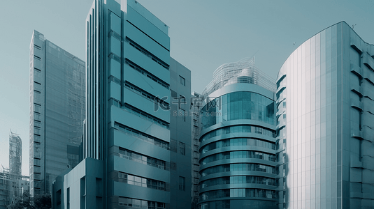 蓝色都市背景图片_办公楼大厦建筑商业背景