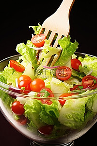 沙拉背景图片_由西红柿生菜和蔬菜制成的沙拉