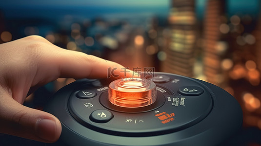 额温枪表盘背景图片_用手指按压操作表盘的创新灵感融合摄影和3D环境