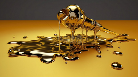 金色水龙头分配油的 3d 渲染