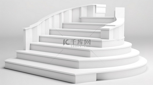 圆形背景墙背景图片_白色背景讲台与楼梯在 3d 渲染