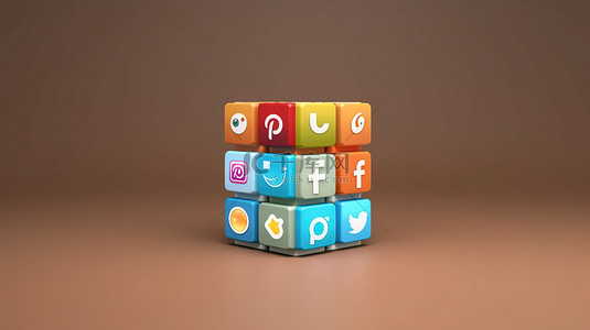 3D 渲染白板具有标志性社交媒体业务营销和物联网应用程序