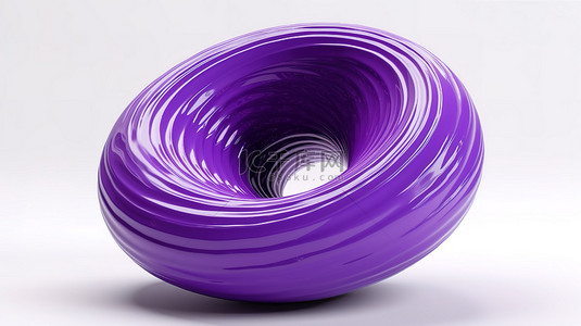 白色背景展示了 3D 渲染的紫色圆环
