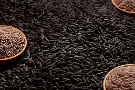 黑发背景背景图片_黑发芽米用于许多菜肴和沙拉