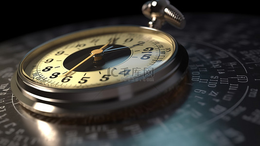 时间与金钱背景图片_金币硬币与插图渲染中的 3D 秒表计时器搭配