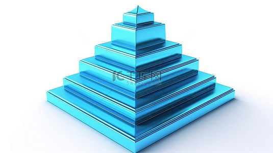 3D 透视中移动层两级蓝色金字塔