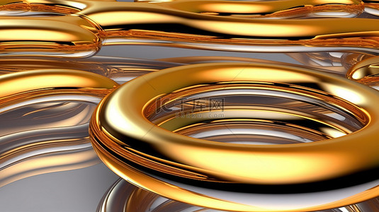 条纹的背景图片_金色金属椭圆形戒指和条纹的无缝背景 3D 反射