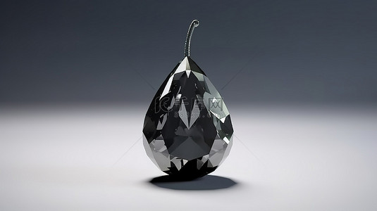 黑钻石背景图片_3D 渲染梨形黑钻石宝石