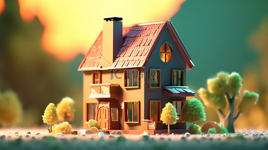 投资房地产背景图片_投资房地产购买房屋或财产的 3D 插图