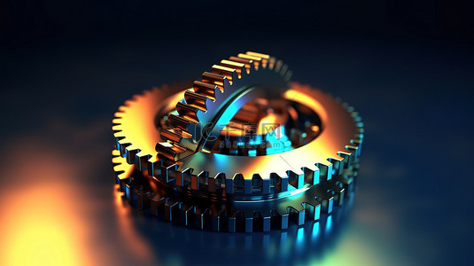 蓝色机械齿轮背景图片_齿轮设计元素的 3D 风格插图