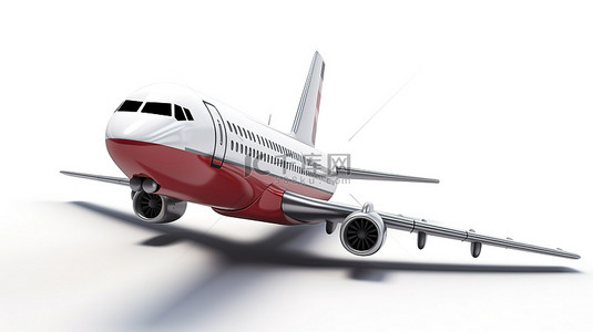 飞机空中背景图片_白色背景下孤立飞机和日历的 3D 插图