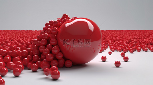 隔离爱背景图片_情人节概念将红心与红色球体隔离开来，在白色背景上以 3D 渲染