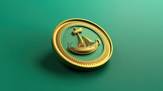 黄金符号背景图片_潮水绿色背景上里拉货币福尔图纳黄金符号的图标