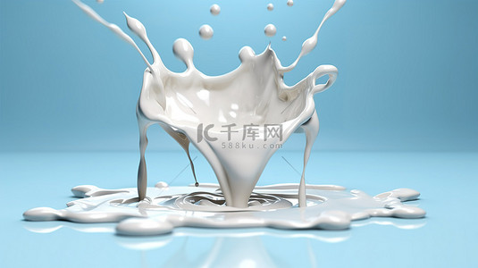 牛奶滴背景图片_牛奶滴溅在背景上的 3d 插图