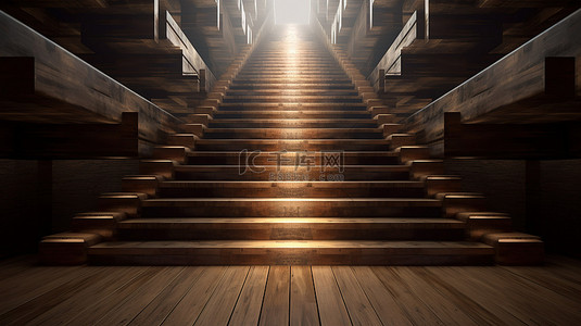 高架视角完美的楼梯 3D 渲染图