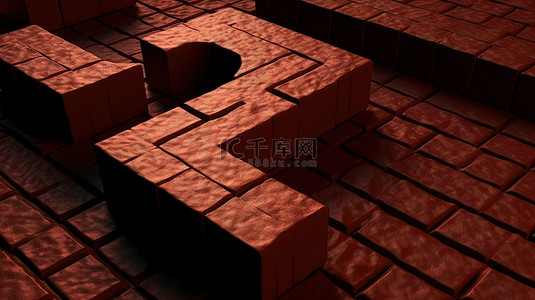 积木二由红砖制成的二号 3d 渲染