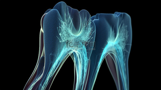 3D 描绘坚固原始的健康牙齿，用于牙科护理和卫生