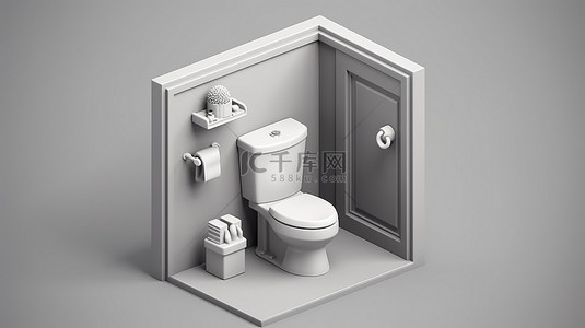 厕所公用背景图片_3d 浴室水槽厕所和衣柜的单色等距图标