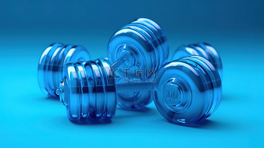 重蓝色背景图片_匹配背景艺术 3D 渲染上的蓝色健身器材