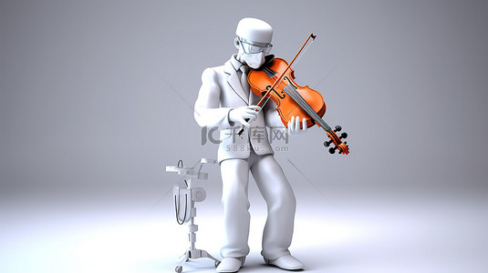 音乐医生 小提琴演奏医生的令人惊叹的 3D 渲染