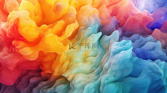抽象背景下彩色彩虹星云的三维渲染