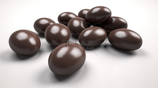 巧克力棒背景图片_在纯白色表面上呈现的 3d 巧克力棒