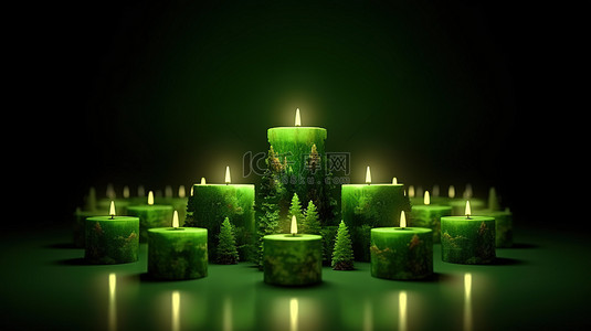 灯节背景图片_由森林绿化和生态能源概念制成的环保排灯节 3D 烛光