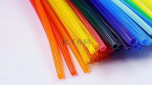 彩色的彩虹背景图片_充满活力的彩虹塑料丝，用于 3d 笔，彩色新儿童玩具