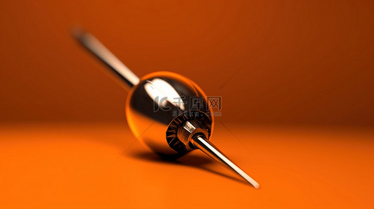 3d 渲染的单色刮锥子站在充满活力的橙色背景上