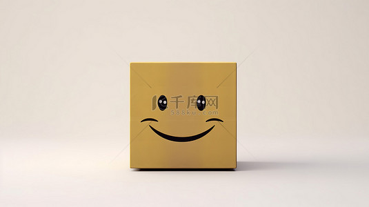 包装盒背景图片_带有简约包装盒表情符号案例符号的白色背景的 3D 渲染