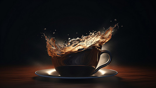 立体咖啡拉花背景图片_咖啡饮品饮料棕色杯子