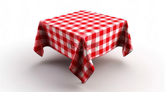 白色背景 3d 渲染下的空白深红色桌布