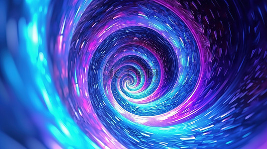 螺旋状的蓝色和紫色引人注目的抽象 3D 艺术品