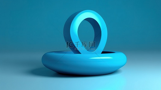 蓝色问号背景图片_浅蓝色背景上圆形对话框中大蓝色问号的 3D 插图