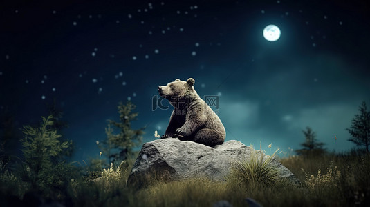 壁纸熊背景图片_令人惊叹的 3D 月光熊景观