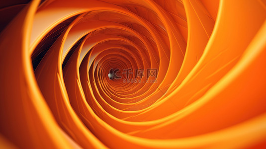 橙色色调充满活力的 3D 螺旋渲染