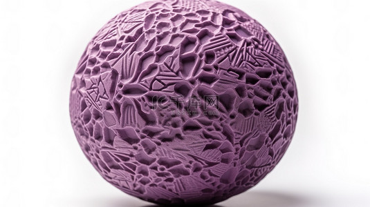 白色背景上覆盖着装饰石膏 3D 渲染的几何球的特写镜头